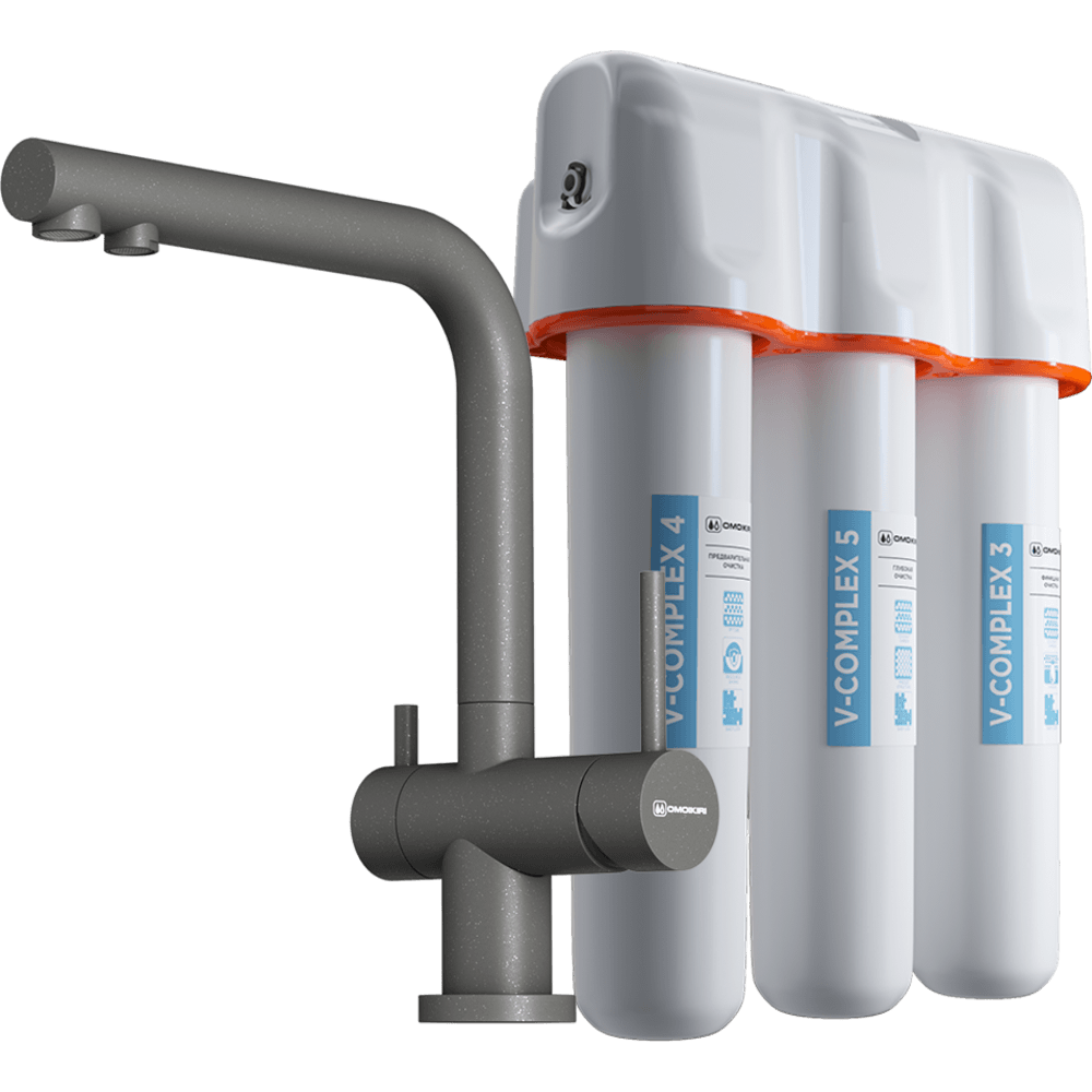 Смеситель для кухни OMOIKIRI Nagano + Pure Drop Lite — платина